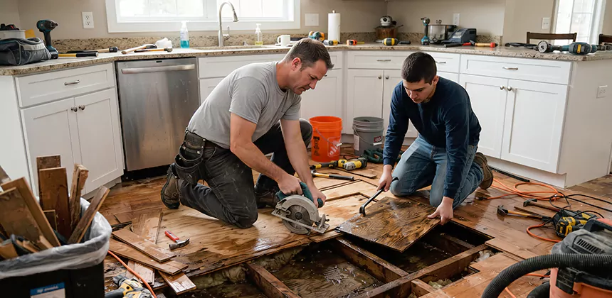 Kitchen Floor Water Damage Repair in West Jordan